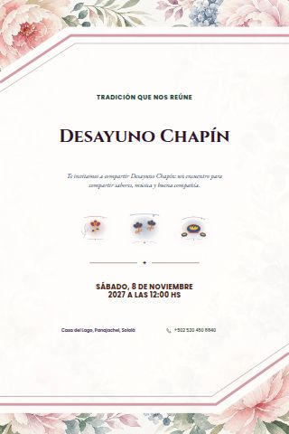 Guatemalan Chapín Breakfast invitation design preview