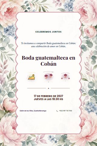 Guatemalan Cobán Cloud Forest Wedding invitation design preview