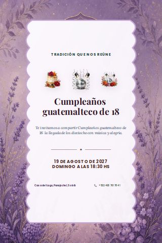 Guatemalan Eighteenth Birthday invitation preview