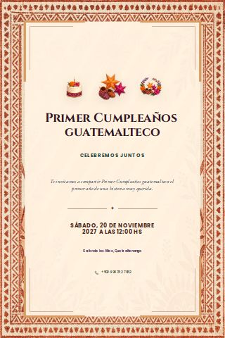 Guatemalan First Birthday invitation preview