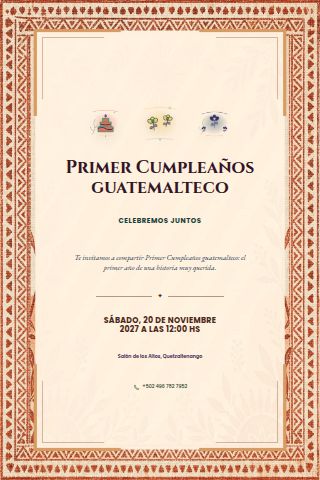 Guatemalan First Birthday invitation design preview