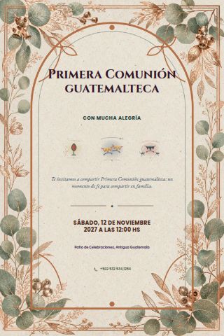 Guatemalan First Communion invitation design preview