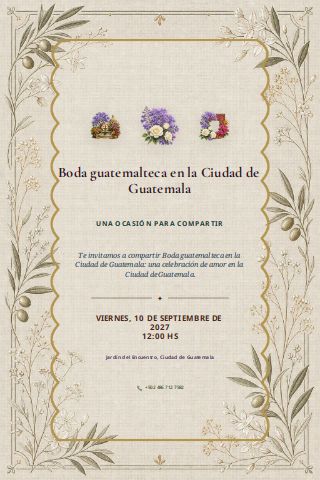 Guatemalan Guatemala City Garden Wedding invitation preview