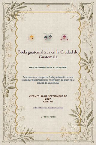 Guatemalan Guatemala City Garden Wedding invitation design preview