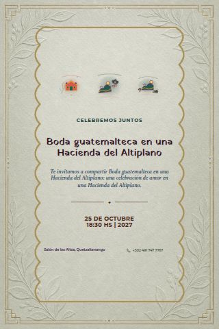 Guatemalan Highlands Hacienda Wedding invitation design preview