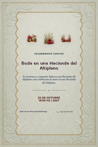 Highlands Hacienda Wedding invitation design preview