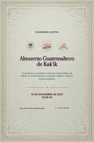 Guatemalan Kak'ik Lunch invitation design preview