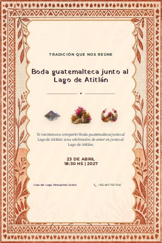 Guatemalan Lake Atitlán Wedding invitation preview