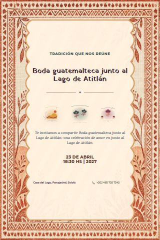 Guatemalan Lake Atitlán Wedding invitation design preview