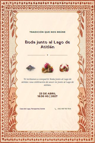 Lake Atitlán Wedding invitation design preview