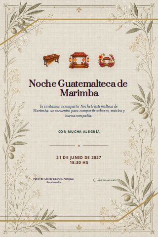 Guatemalan Marimba Night invitation preview