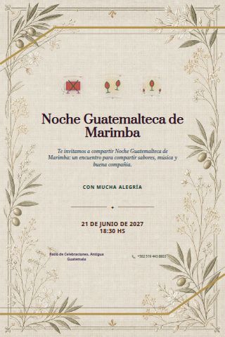 Guatemalan Marimba Night invitation design preview