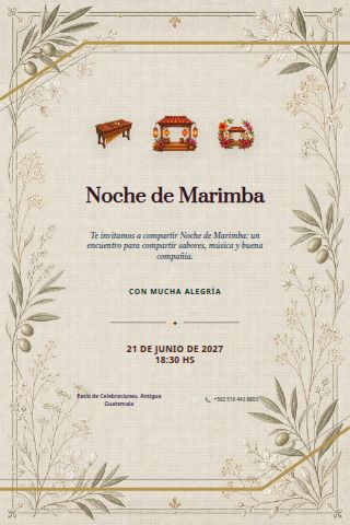 Marimba Night invitation design preview