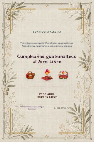 Guatemalan Outdoor Birthday Picnic invitation preview