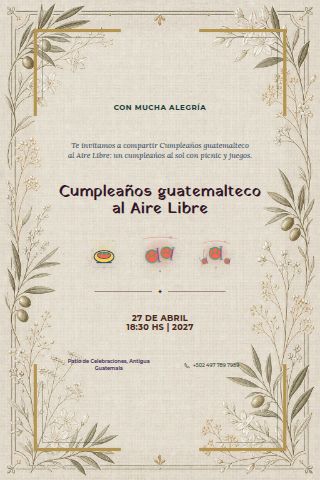Guatemalan Outdoor Birthday Picnic invitation design preview