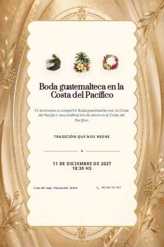 Guatemalan Pacific Coast Wedding invitation preview