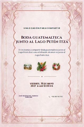 Guatemalan Petén Lakeside Wedding invitation preview
