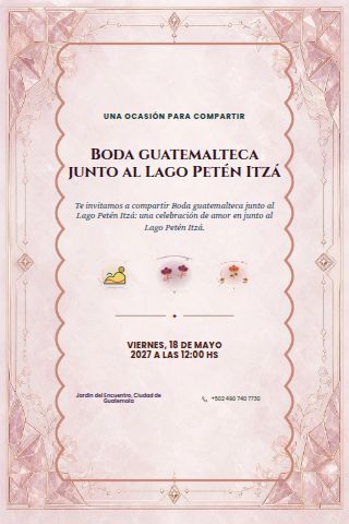 Guatemalan Petén Lakeside Wedding invitation design preview