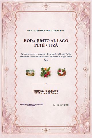 Petén Lakeside Wedding invitation design