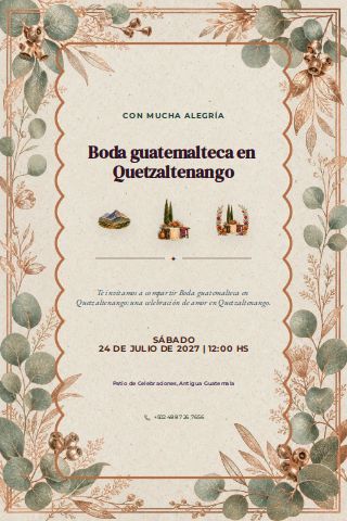 Guatemalan Quetzaltenango Mountain Wedding invitation preview