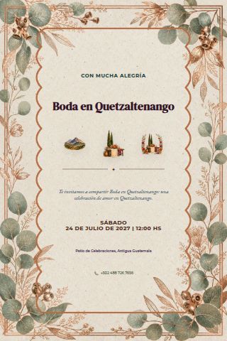 Quetzaltenango Mountain Wedding invitation design preview