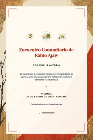 Guatemalan Rabin Ajaw Community Gathering invitation design preview