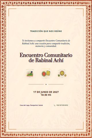 Guatemalan Rabinal Achí Community Gathering invitation design preview