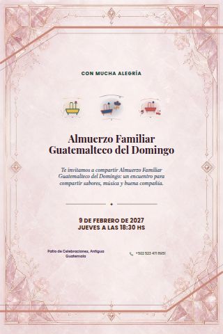 Guatemalan Sunday Family Lunch invitation design preview