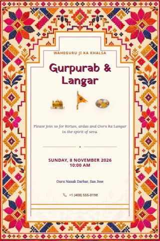 Gurpurab & Langar invitation preview