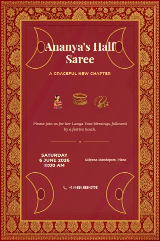 Half Saree invitation preview