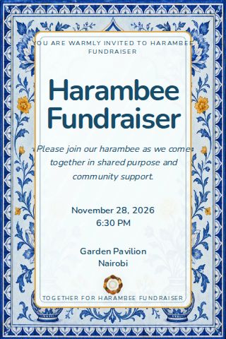 Harambee Fundraiser invitation design preview