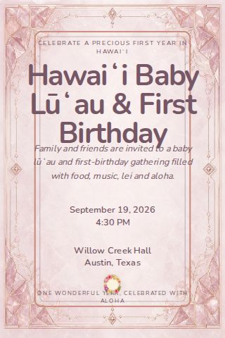Hawaiʻi Baby Lūʻau & First Birthday invitation design preview