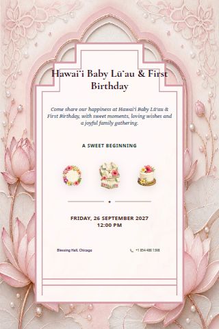 Hawaiʻi Baby Lūʻau & First Birthday invitation preview