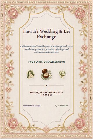 Hawaiʻi Wedding & Lei Exchange invitation preview