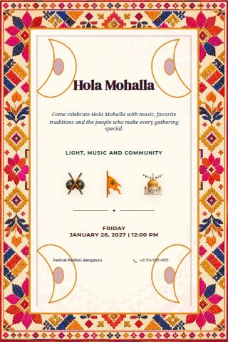 Hola Mohalla invitation preview