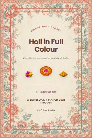 Holi invitation preview
