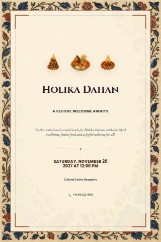 Holika Dahan invitation preview