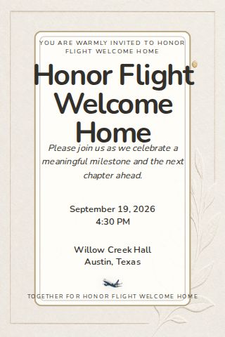Honor Flight Welcome Home invitation design preview