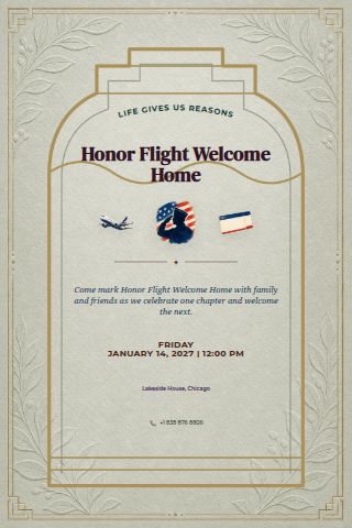 Honor Flight Welcome Home invitation preview