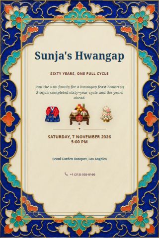 Hwangap 60th Birthday invitation preview