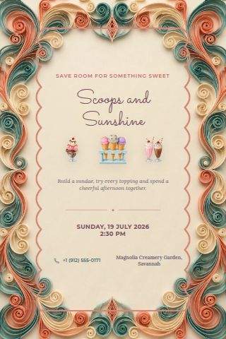 Ice Cream Social invitation preview