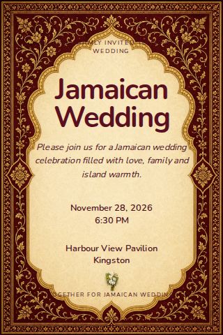 Jamaican Wedding invitation design preview