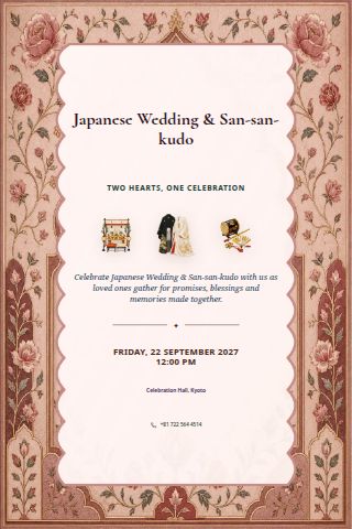 Japanese Wedding & San-san-kudo invitation preview