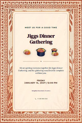 Jiggs Dinner Gathering invitation design preview