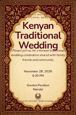 Kenyan Traditional Wedding invitation design preview