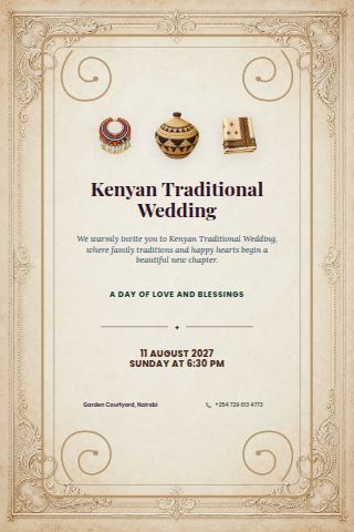 Kenyan Traditional Wedding invitation preview