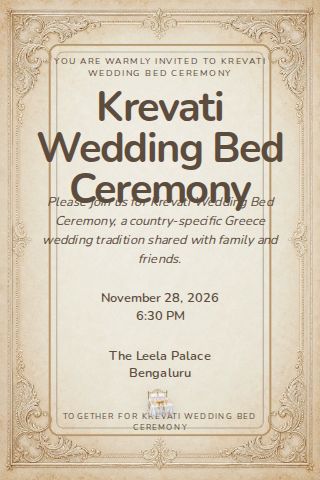 Krevati Wedding Bed Ceremony invitation design preview