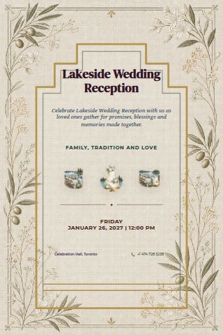 Lakeside Wedding Reception invitation preview