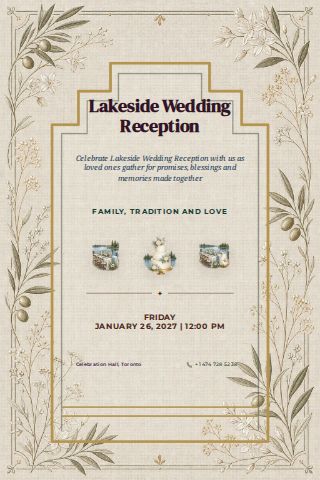 Lakeside Wedding Reception invitation design preview