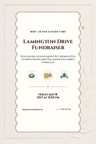 Lamington Drive Fundraiser invitation design preview